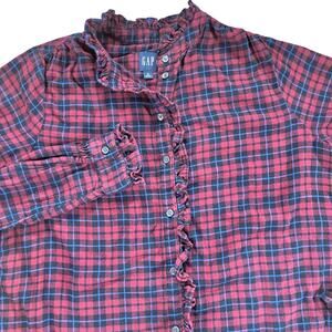 GAP Burgundy Plaid Flannel Mini Dress – Size Medium (Fall 2023)